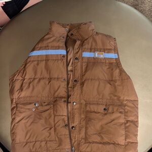 Men's Brown Puffer Vest with Reflective Stripe